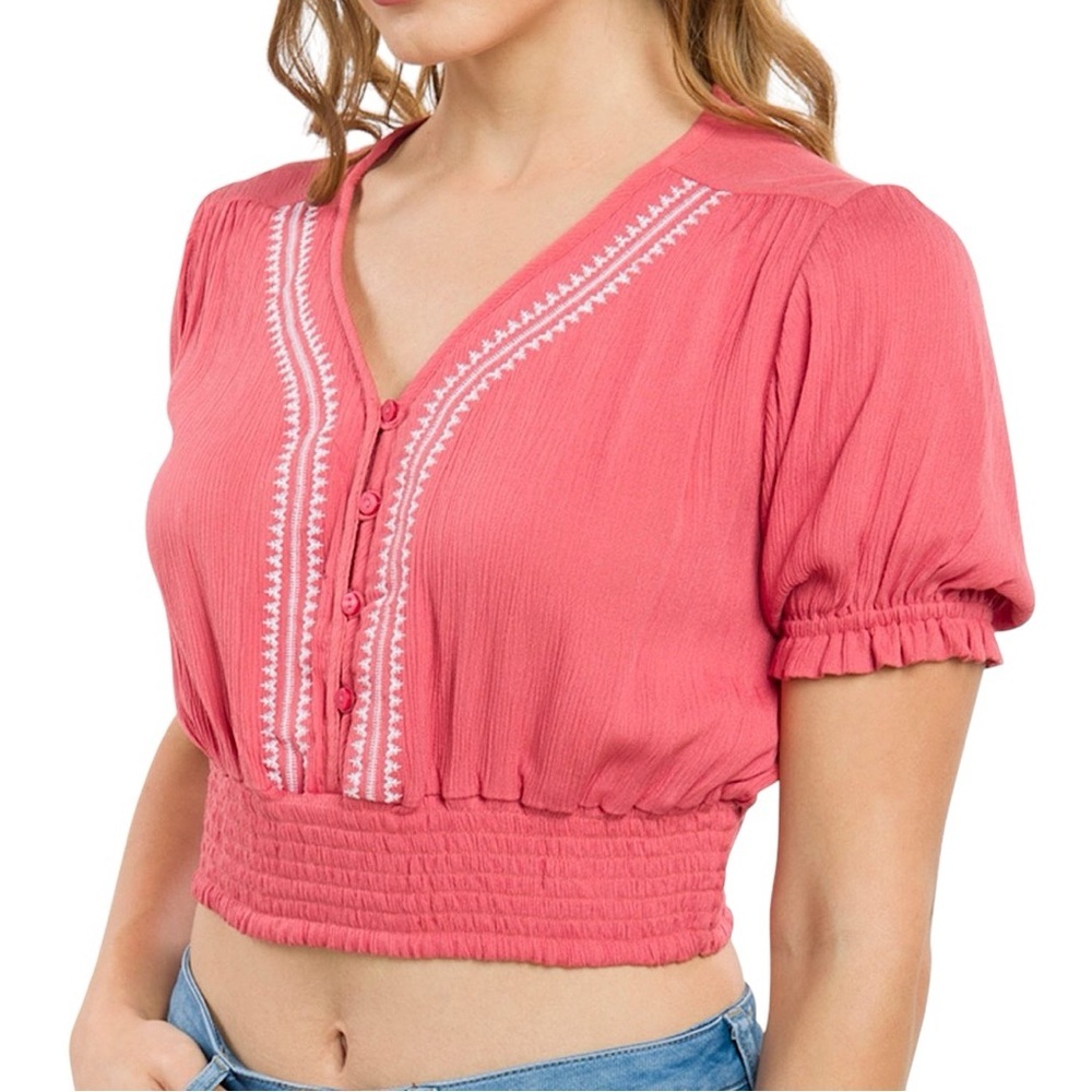 R&B Crop Pink Blouse SZ 6 Boho